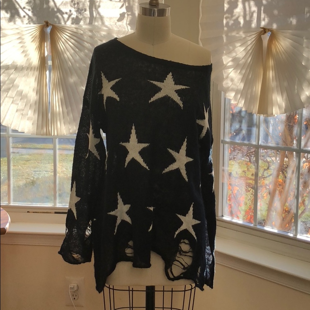 Distressed Star Sweater
